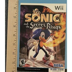 Wii Sonic and the Secret Rings Bockbuster Video Backer Card 5"X8"‎ No Game